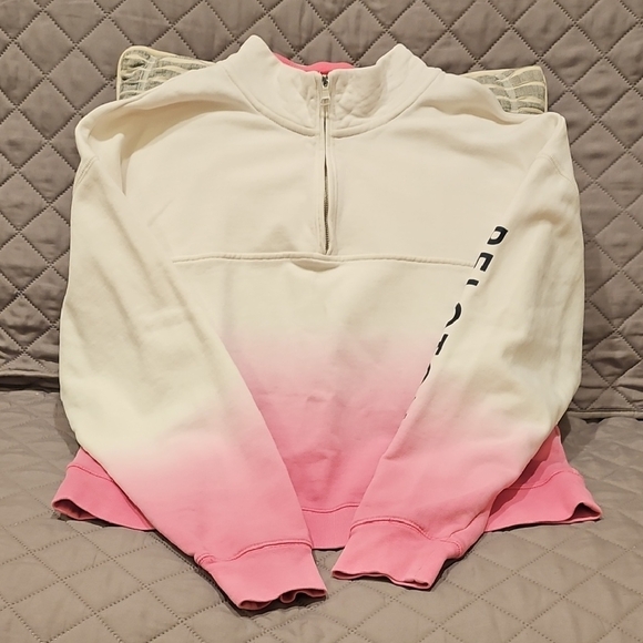 Peloton Women's Pink and White Ombre Half Zip Sweatshirt - Picture 8 of 16